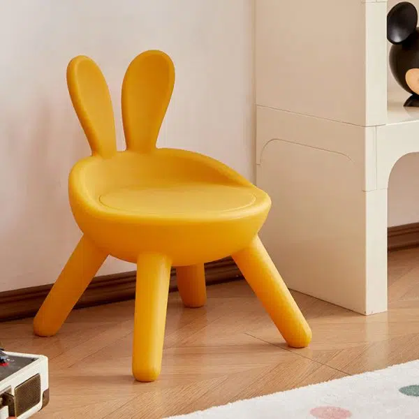 Contemporary Creative Kids PE Bunny Ear Round Footstool With Backrest For Entryway And Living Room - Image 17