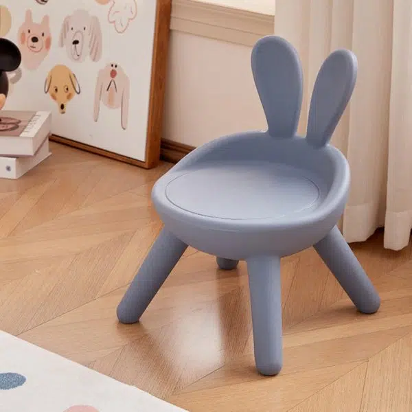 Contemporary Creative Kids PE Bunny Ear Round Footstool With Backrest For Entryway And Living Room - Image 7