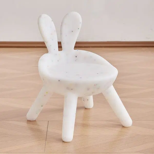 Contemporary Creative Kids PE Bunny Ear Round Footstool With Backrest For Entryway And Living Room - Image 23