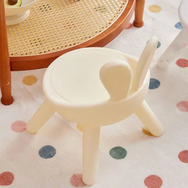 Contemporary Creative Kids PE Bunny Ear Round Footstool With Backrest For Entryway And Living Room - Image 12