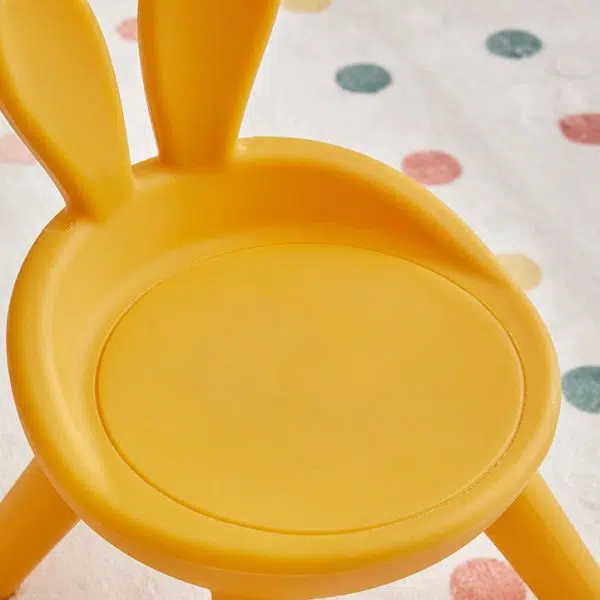 Contemporary Creative Kids PE Bunny Ear Round Footstool With Backrest For Entryway And Living Room - Image 9
