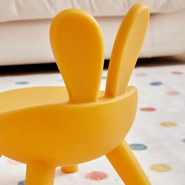 Contemporary Creative Kids PE Bunny Ear Round Footstool With Backrest For Entryway And Living Room - Image 10