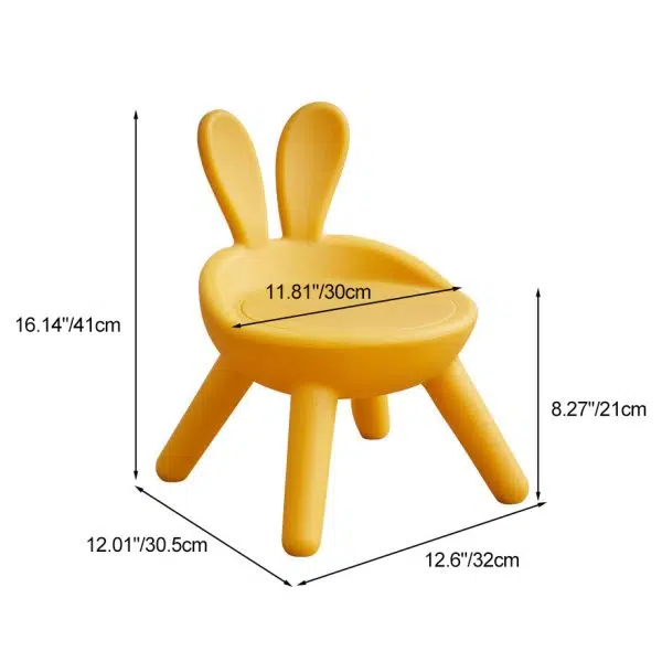 Contemporary Creative Kids PE Bunny Ear Round Footstool With Backrest For Entryway And Living Room - Image 8