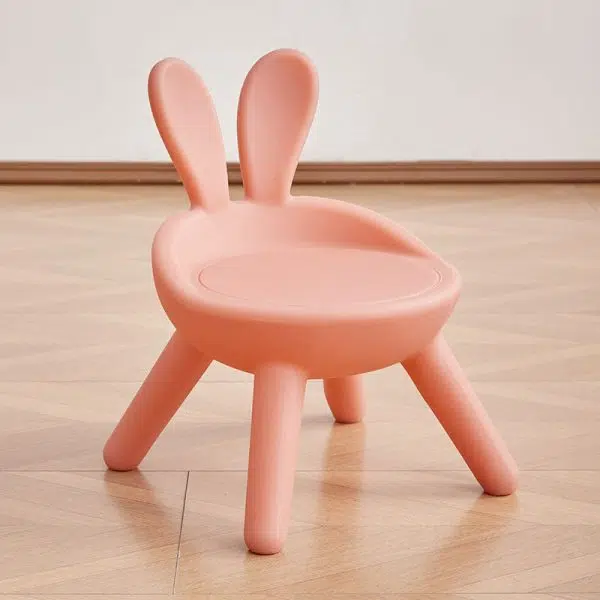 Contemporary Creative Kids PE Bunny Ear Round Footstool With Backrest For Entryway And Living Room - Image 19
