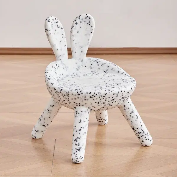 Contemporary Creative Kids PE Bunny Ear Round Footstool With Backrest For Entryway And Living Room - Image 24