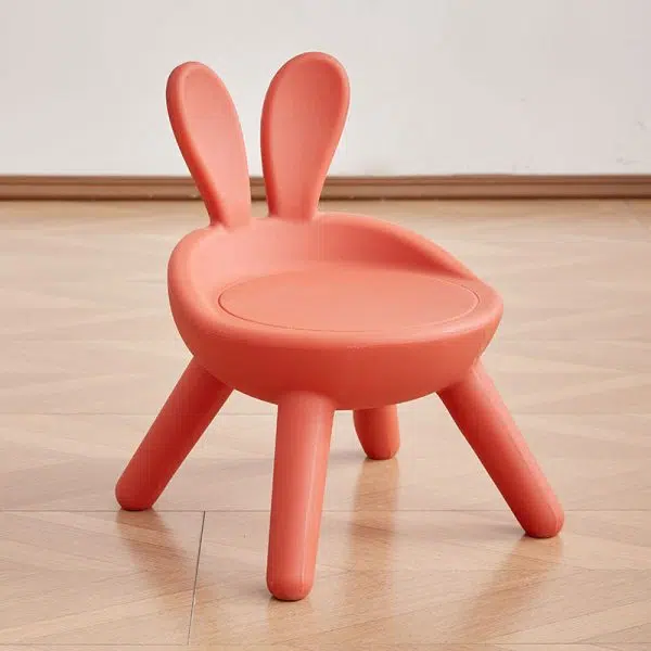 Contemporary Creative Kids PE Bunny Ear Round Footstool With Backrest For Entryway And Living Room - Image 21