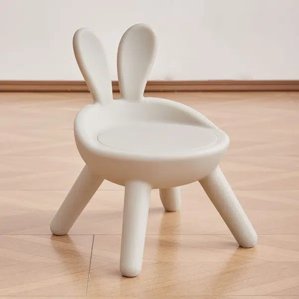 Contemporary Creative Kids PE Bunny Ear Round Footstool With Backrest For Entryway And Living Room - Image 22