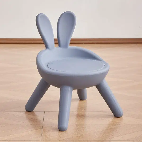 Contemporary Creative Kids PE Bunny Ear Round Footstool With Backrest For Entryway And Living Room - Image 25