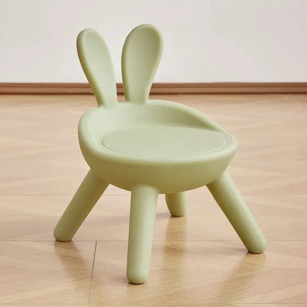 Contemporary Creative Kids PE Bunny Ear Round Footstool With Backrest For Entryway And Living Room - Image 26