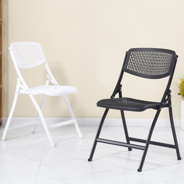 Modern Minimalist PP And Steel Square Foldable Desk Chair With Backrest For Home Office And Study - Image 11