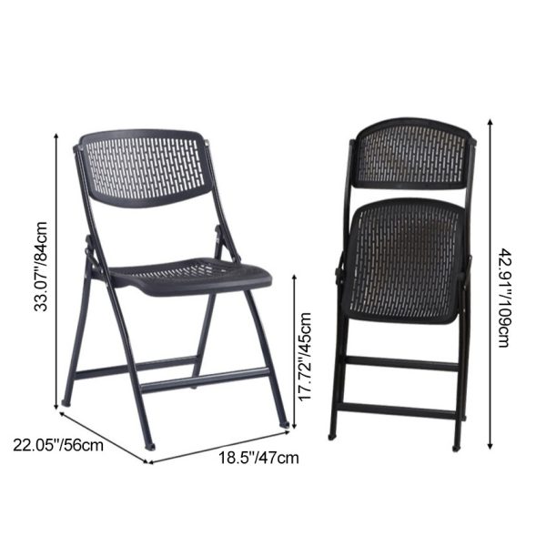 Modern Minimalist PP And Steel Square Foldable Desk Chair With Backrest For Home Office And Study - Image 6