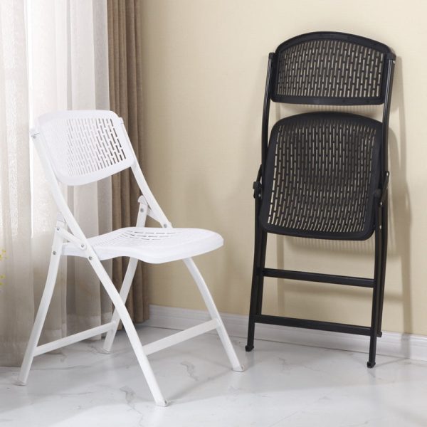 Modern Minimalist PP And Steel Square Foldable Desk Chair With Backrest For Home Office And Study - Image 12