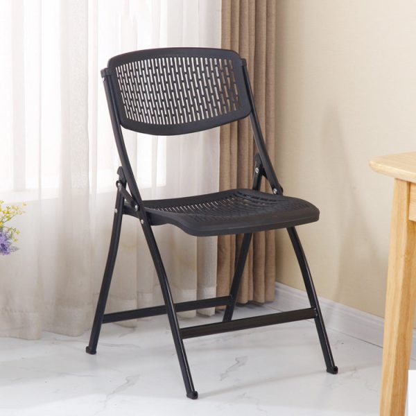 Modern Minimalist PP And Steel Square Foldable Desk Chair With Backrest For Home Office And Study - Image 5