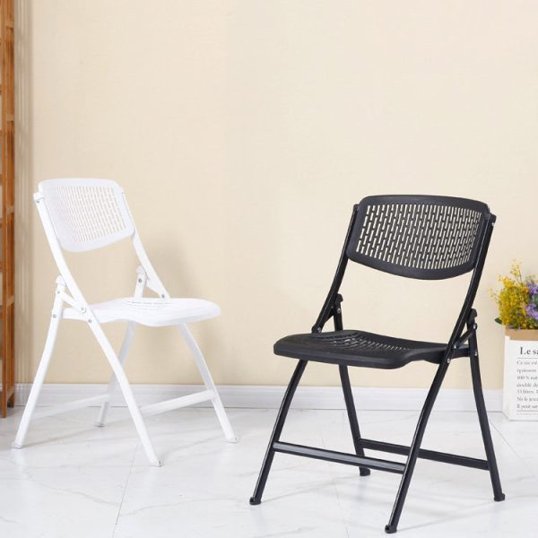 Modern Minimalist PP And Steel Square Foldable Desk Chair With Backrest For Home Office And Study - Image 2