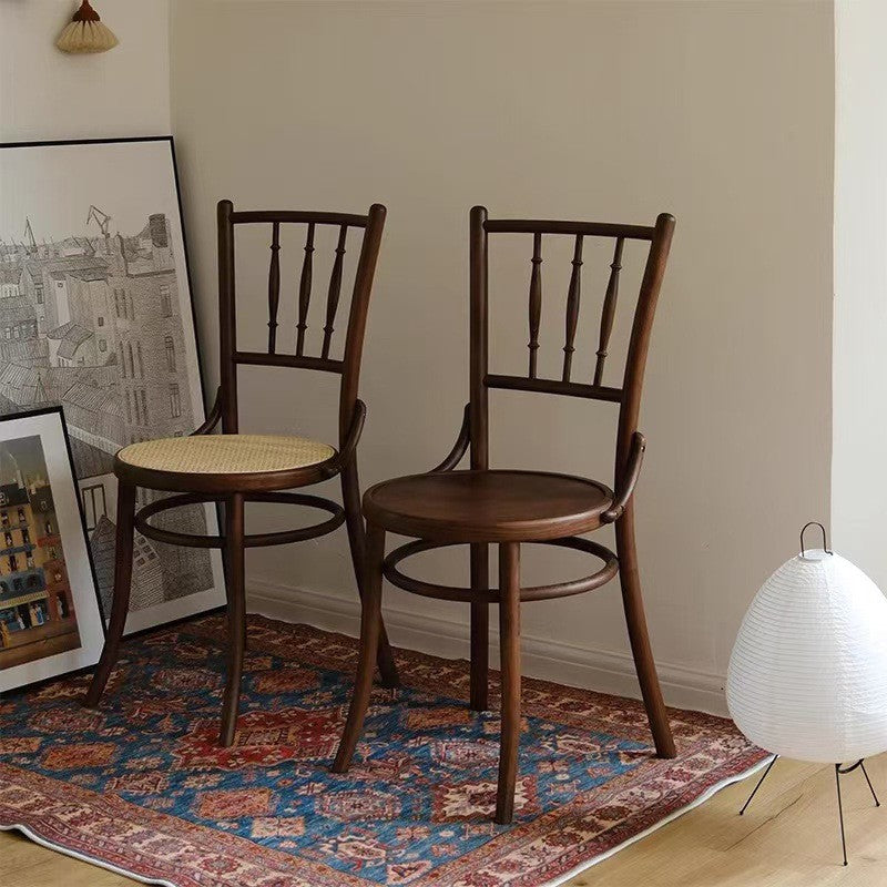 BS-Chair-BX03254-20.jpg Contemporary Retro Beech Wood & Rattan Round Dining Chair With Backrest And Footrest For Dining Room - Image 1