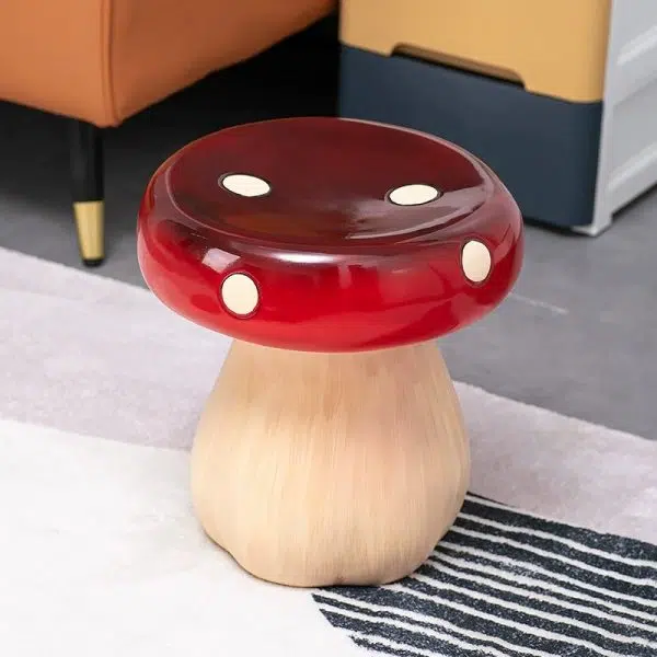 Contemporary Creative Round Mushroom Resin Low Stool For Living Room - Image 2