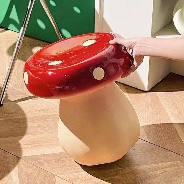 Contemporary Creative Round Mushroom Resin Low Stool For Living Room - Image 5