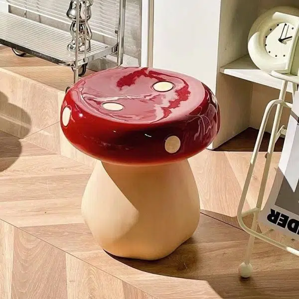Contemporary Creative Round Mushroom Resin Low Stool For Living Room - Image 3