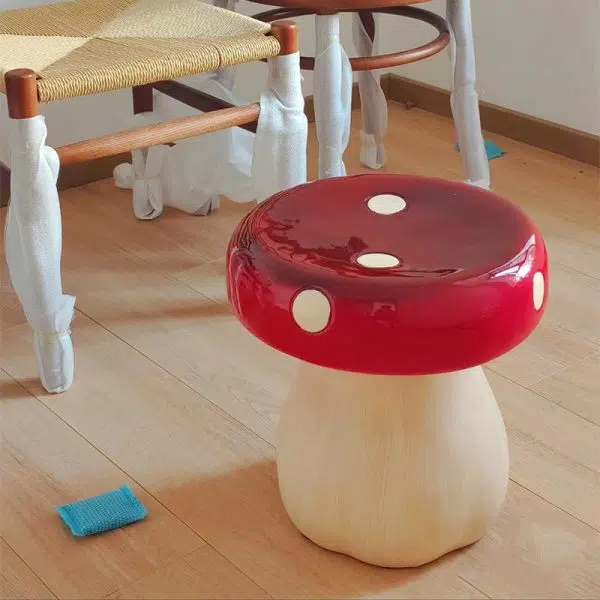 Contemporary Creative Round Mushroom Resin Low Stool For Living Room - Image 6