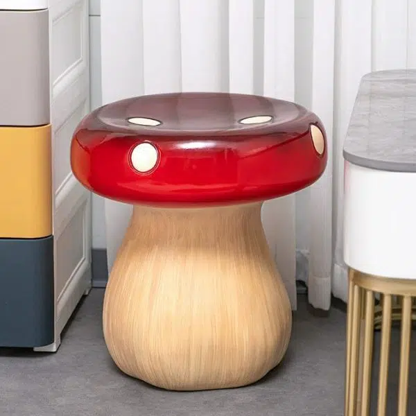 Contemporary Creative Round Mushroom Resin Low Stool For Living Room - Image 8