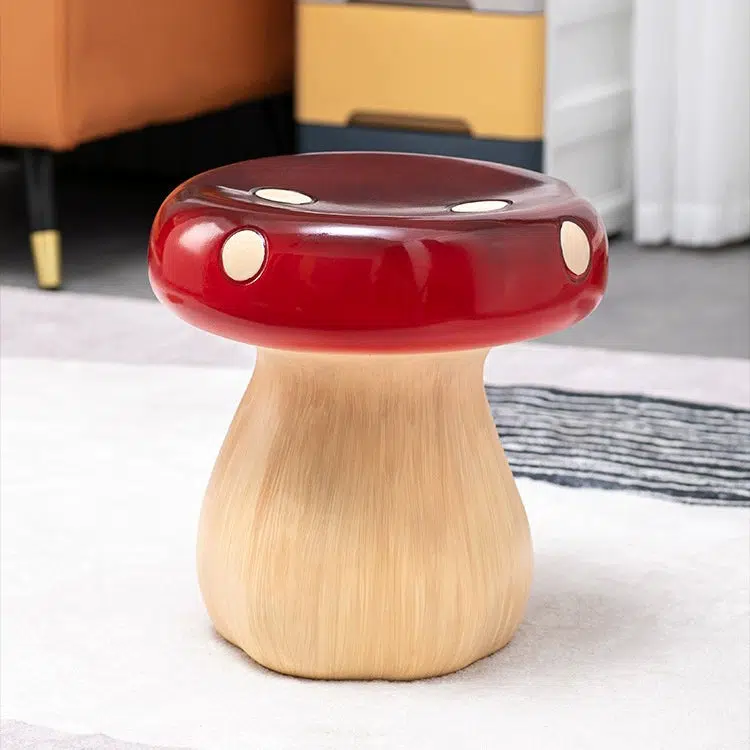 BS-Chair-FC04014-9.jpg Contemporary Creative Round Mushroom Resin Low Stool For Living Room - Image 1