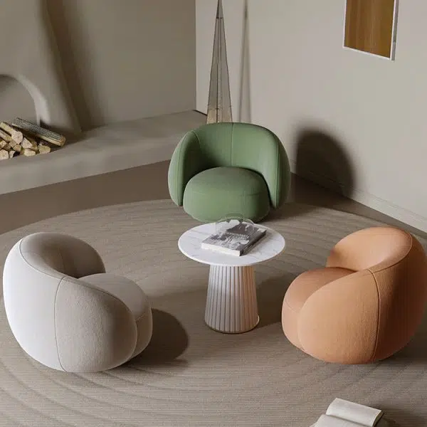 Modern Minimalist Round Upholstered Frosted Velvet Sofa Backrest For Living Room - Image 6