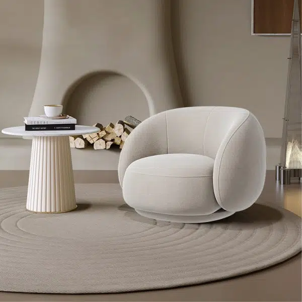 Modern Minimalist Round Upholstered Frosted Velvet Sofa Backrest For Living Room - Image 3