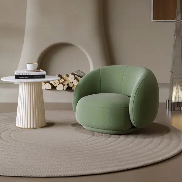 Modern Minimalist Round Upholstered Frosted Velvet Sofa Backrest For Living Room - Image 8