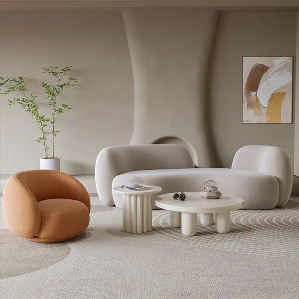 Modern Minimalist Round Upholstered Frosted Velvet Sofa Backrest For Living Room - Image 11