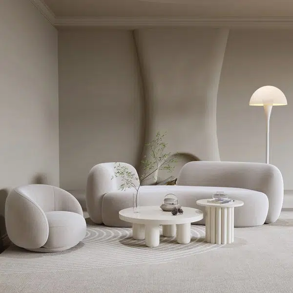 Modern Minimalist Round Upholstered Frosted Velvet Sofa Backrest For Living Room - Image 12