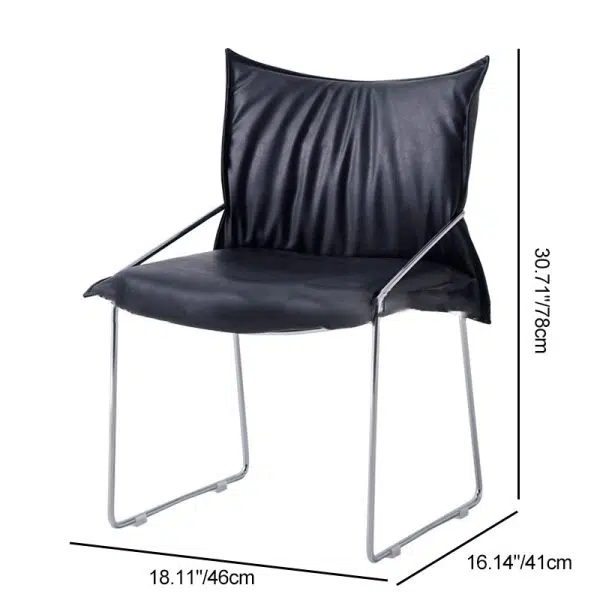 Modern Minimalist Square Upholstered Leather Metal Frame Accent Chair For Living Room - Image 4