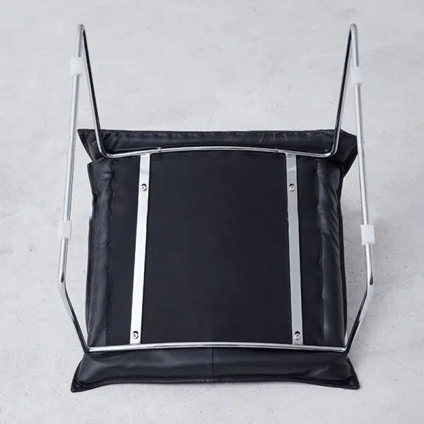 Modern Minimalist Square Upholstered Leather Metal Frame Accent Chair For Living Room - Image 5