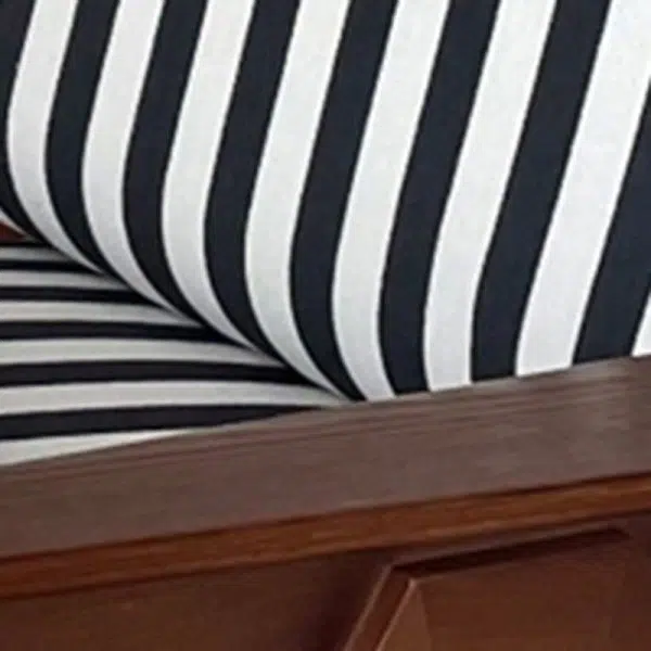 Traditional French Rectangular Striped Fabric Ash Wood Accent Chair Backrest Armrest For Living Room - Image 9