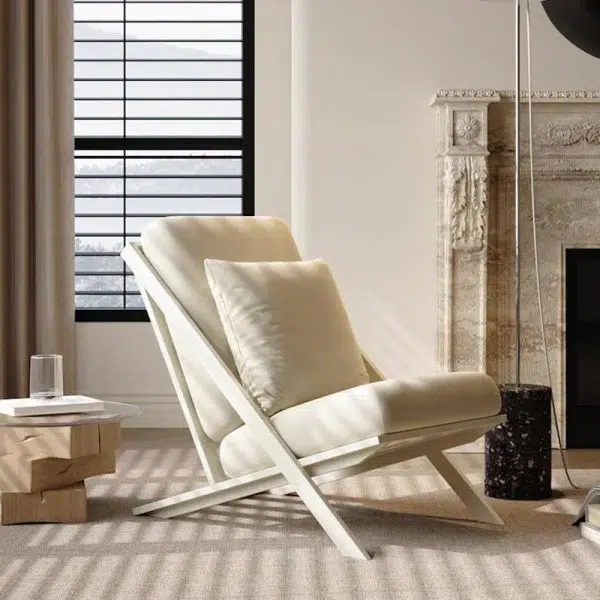 Modern Minimalist Rectangular Upholstered Velvet Fabric Carbon Steel Frame Lounge Chair Backrest For Living Room - Image 11