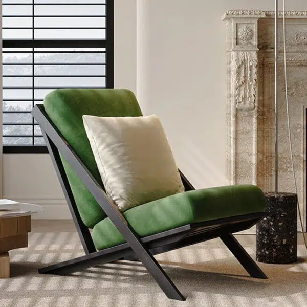 Modern Minimalist Rectangular Upholstered Velvet Fabric Carbon Steel Frame Lounge Chair Backrest For Living Room - Image 12