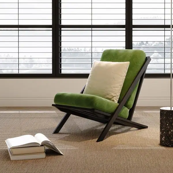 Modern Minimalist Rectangular Upholstered Velvet Fabric Carbon Steel Frame Lounge Chair Backrest For Living Room
