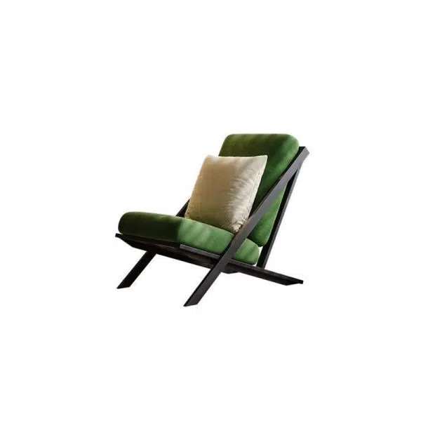 Modern Minimalist Rectangular Upholstered Velvet Fabric Carbon Steel Frame Lounge Chair Backrest For Living Room - Image 5