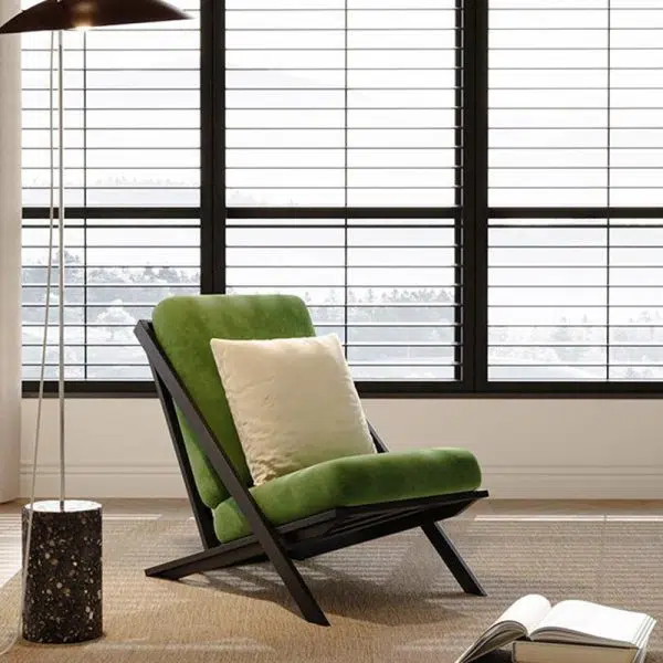 Modern Minimalist Rectangular Upholstered Velvet Fabric Carbon Steel Frame Lounge Chair Backrest For Living Room - Image 9