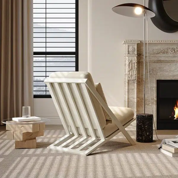 Modern Minimalist Rectangular Upholstered Velvet Fabric Carbon Steel Frame Lounge Chair Backrest For Living Room - Image 7