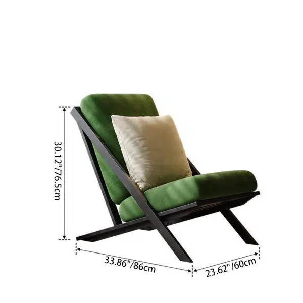 Modern Minimalist Rectangular Upholstered Velvet Fabric Carbon Steel Frame Lounge Chair Backrest For Living Room - Image 4
