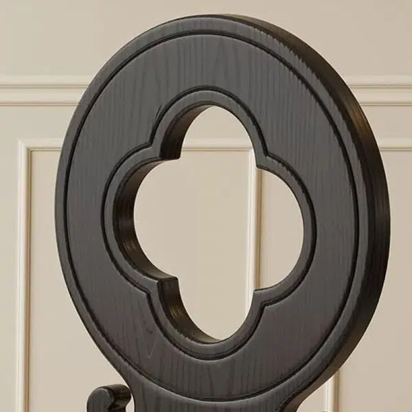 Traditional French Round Clover Backrest Square Upholstered Fabric Wood Vanity Stool For Bedroom - Image 5