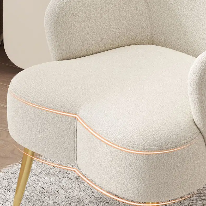 BS-Chair-FC04290-11-08a78733-fbd0-495e-a79d-4f3cdd2919b1.jpg Contemporary Creative Cream Lambswool Upholstered Metal Vanity Stool Backrest Armrest For Bedroom - Image 5