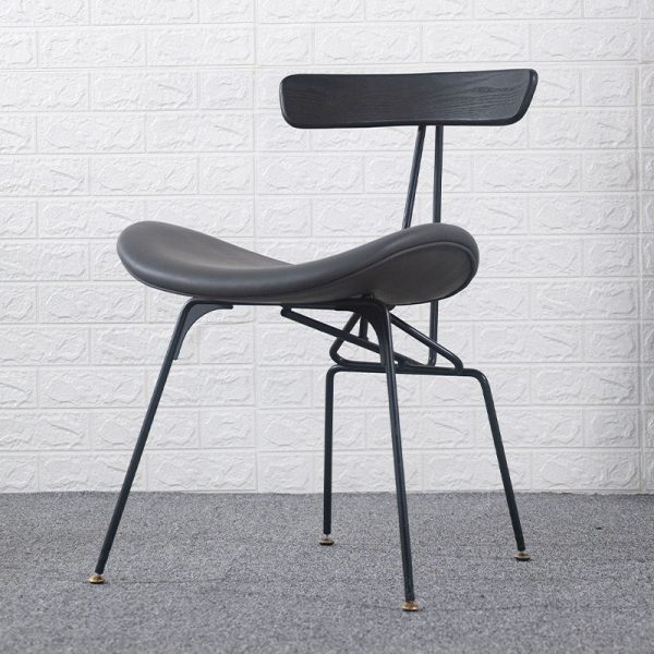 Contemporary Industrial Iron Wood Leather Ants Dining Chair Backrest Armless For Dining Room - Image 13