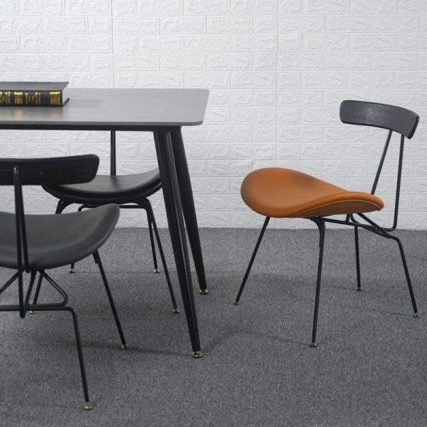 Contemporary Industrial Iron Wood Leather Ants Dining Chair Backrest Armless For Dining Room - Image 2