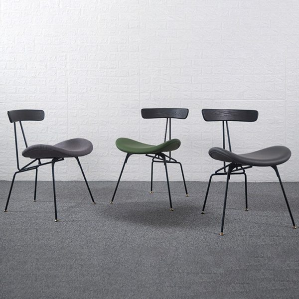Contemporary Industrial Iron Wood Leather Ants Dining Chair Backrest Armless For Dining Room - Image 5