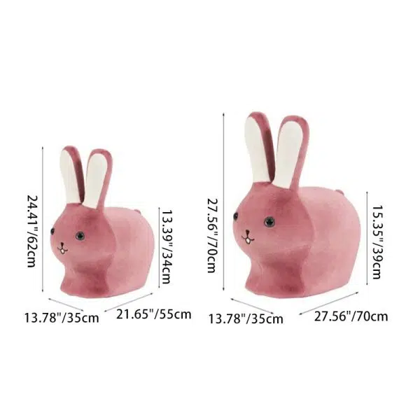 Contemporary Creative Kids Wood Velvet Cotton Rabbit Low Stool Backless For Entryway - Image 10