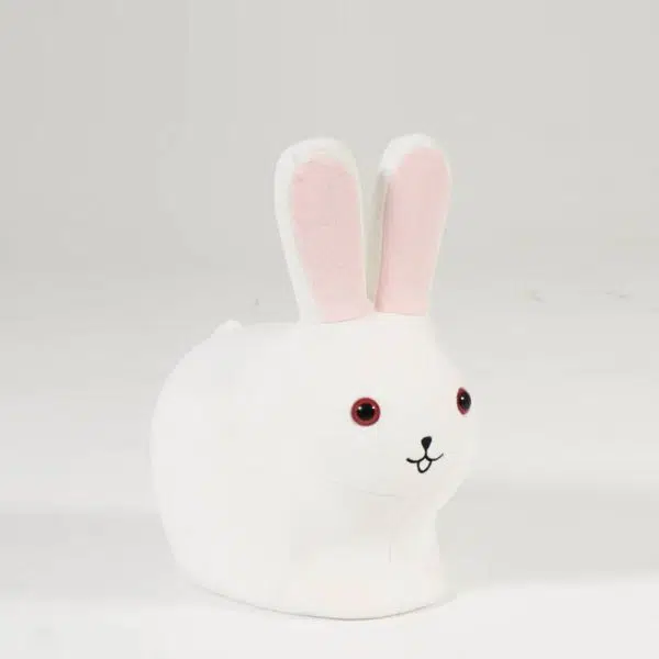 Contemporary Creative Kids Wood Velvet Cotton Rabbit Low Stool Backless For Entryway - Image 3