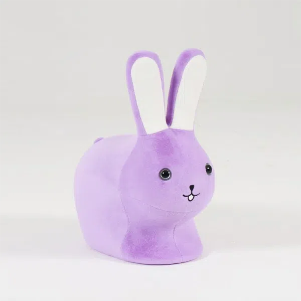 Contemporary Creative Kids Wood Velvet Cotton Rabbit Low Stool Backless For Entryway - Image 5