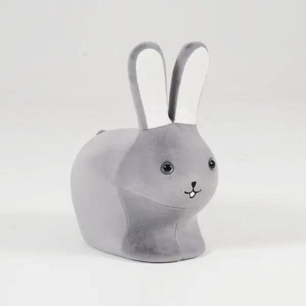 Contemporary Creative Kids Wood Velvet Cotton Rabbit Low Stool Backless For Entryway - Image 6