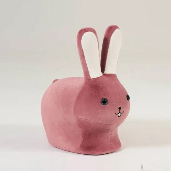 Contemporary Creative Kids Wood Velvet Cotton Rabbit Low Stool Backless For Entryway - Image 8